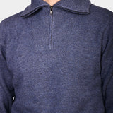 Halfzip High Neck Wool - Denim