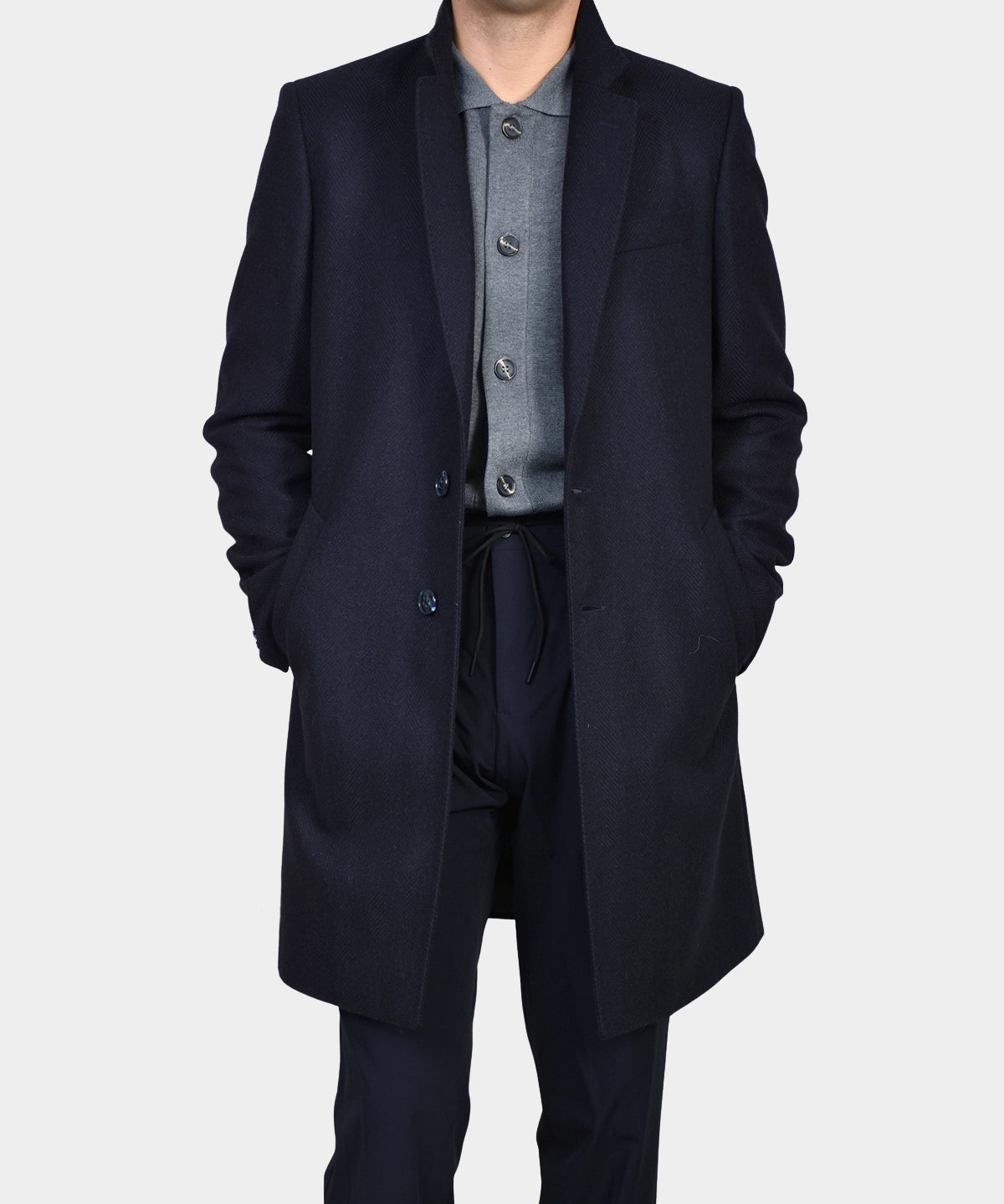 Herringbone Coat - Navy - Hugo Sthlm