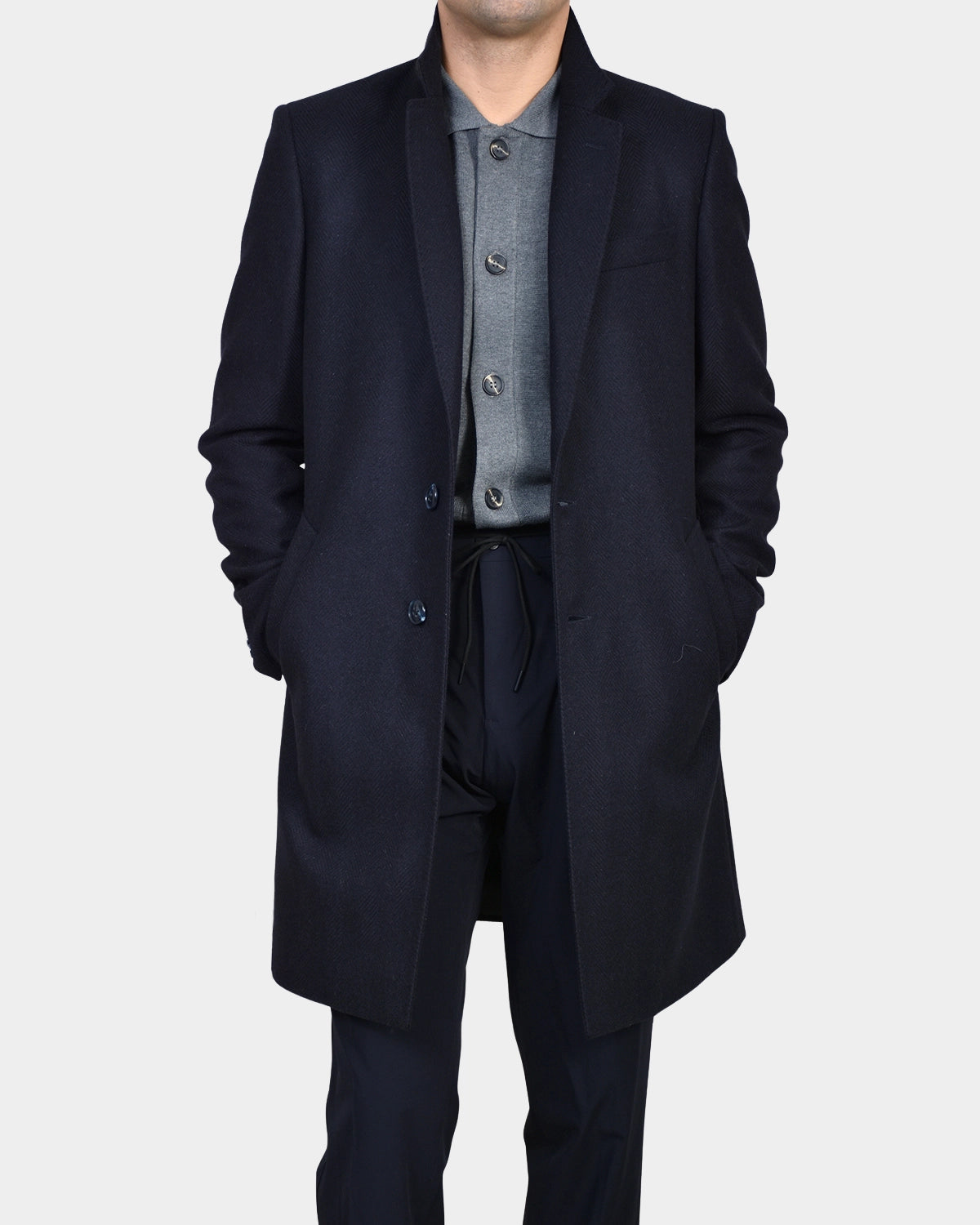 Herringbone Coat - Navy - Hugo Sthlm