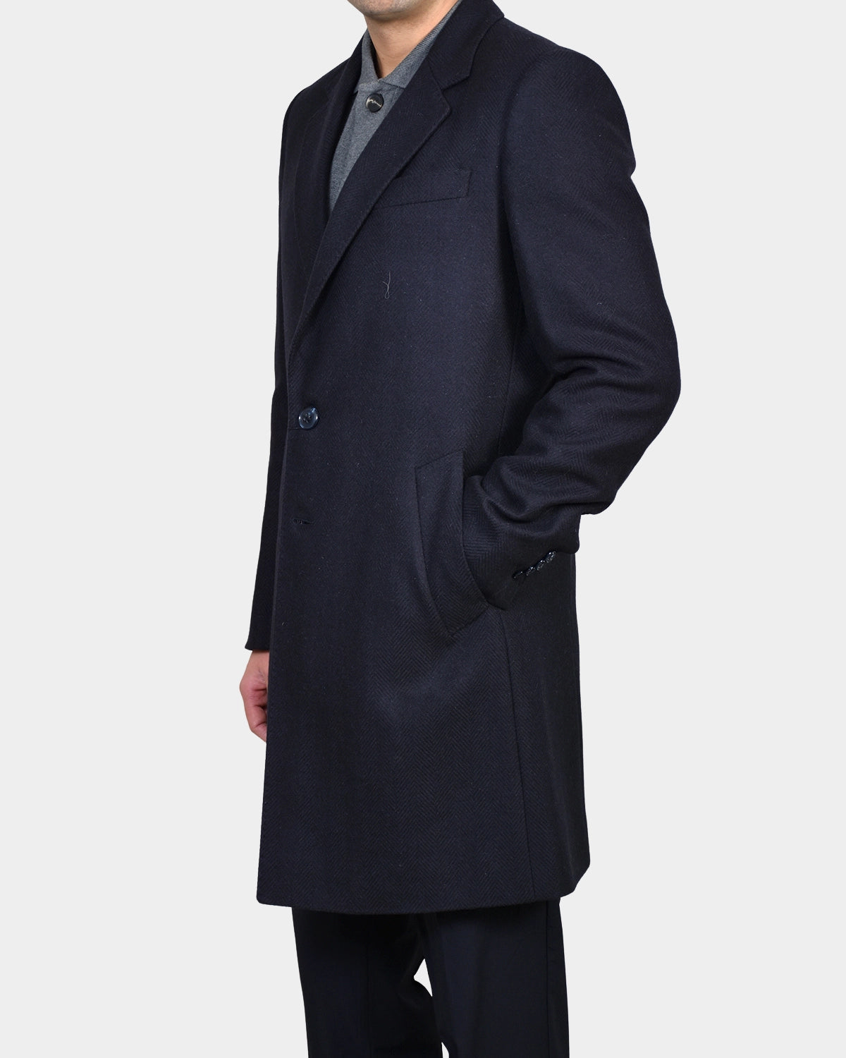 Herringbone Coat - Navy - Hugo Sthlm