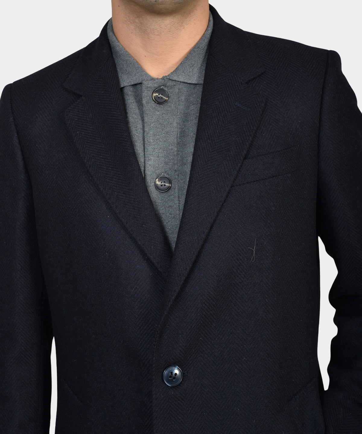 Herringbone Coat - Navy - Hugo Sthlm