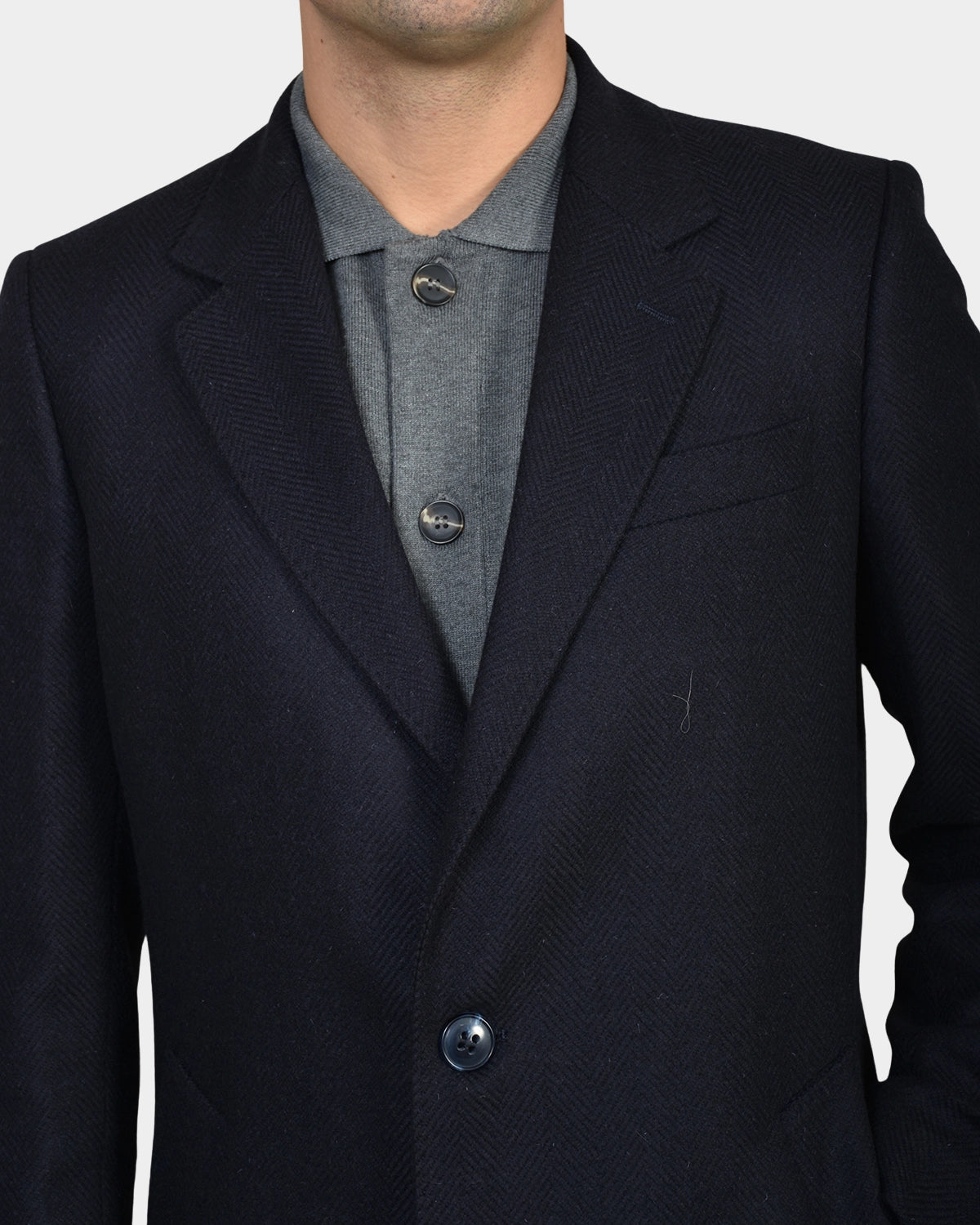 Herringbone Coat - Navy - Hugo Sthlm