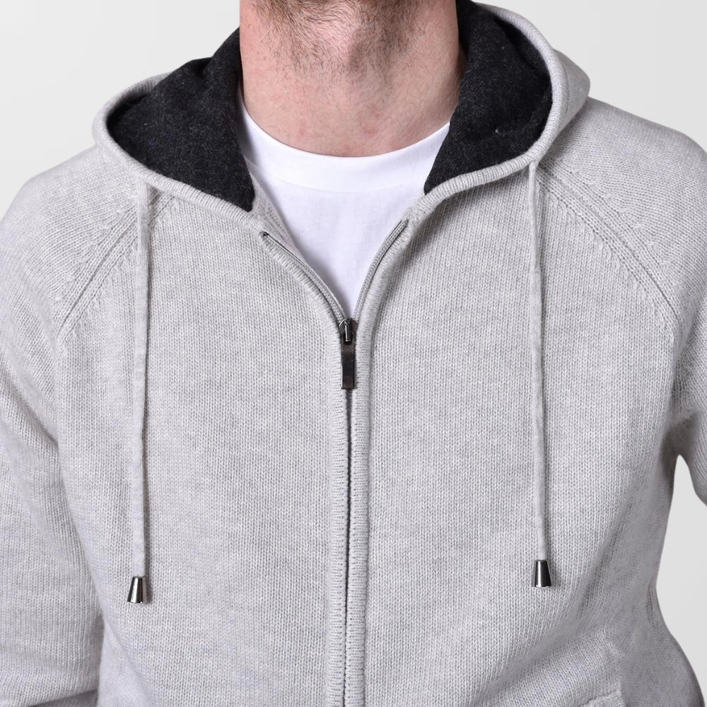 Hooded Zip Sweater - Grey - Hugo Sthlm