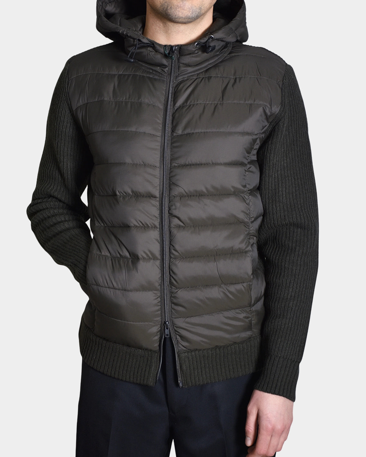 Hoodie Zip Wool/Nylon - Dark Army Green - Hugo Sthlm