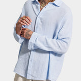 Hooper Cotton Crinkle Shirt - Light Blue - Hugo Sthlm