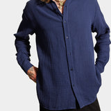 Hooper Cotton Crinkle Shirt - Total Eclips - Hugo Sthlm