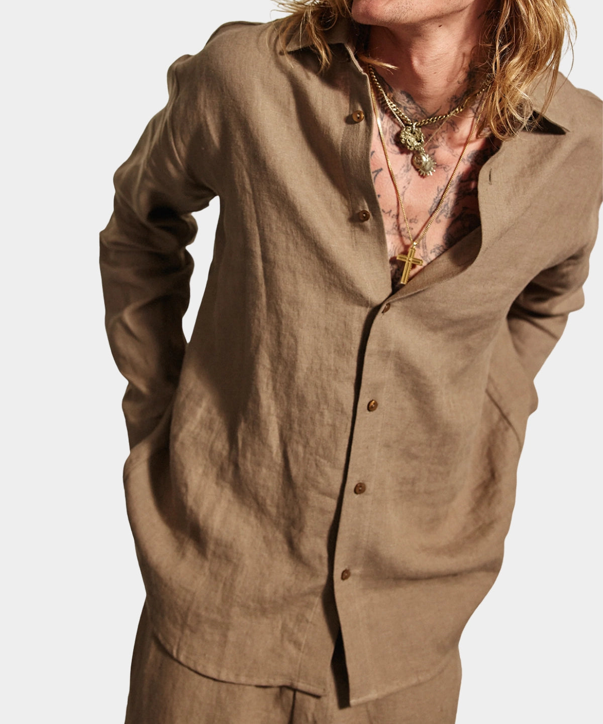 Hooper Linen Shirt - Taupe - Hugo Sthlm