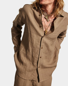 Hooper Linen Shirt - Taupe - Hugo Sthlm