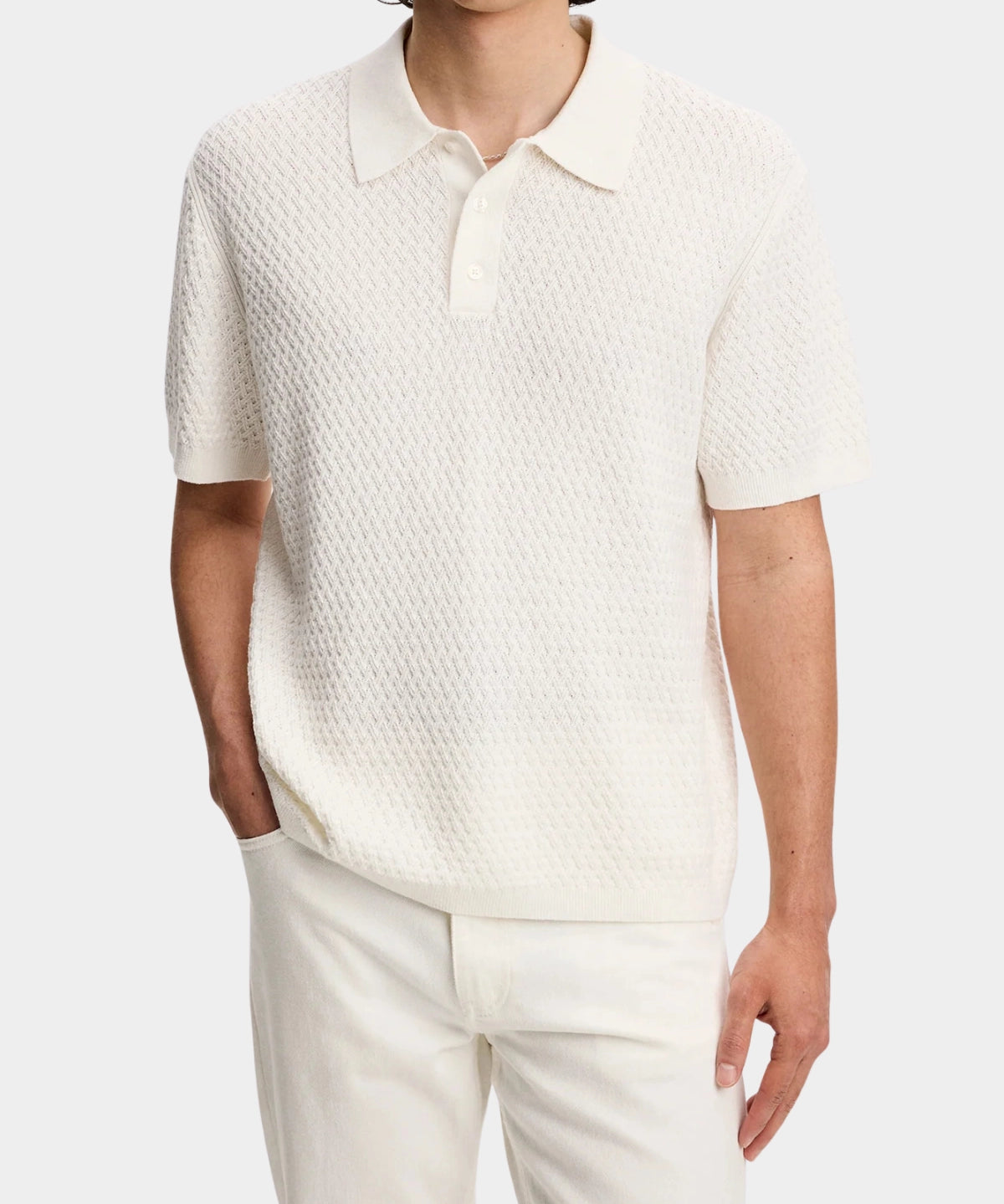 Jacques Structure Knit Polo - Tofu - Hugo Sthlm