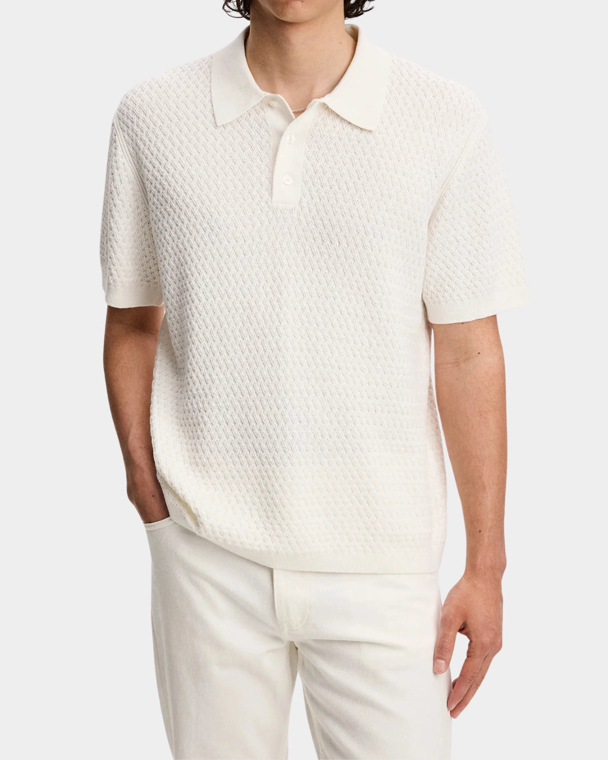 Jacques Structure Knit Polo - Tofu - Hugo Sthlm
