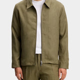 Julius Drape Linen Overshirt - Kalamata - Hugo Sthlm