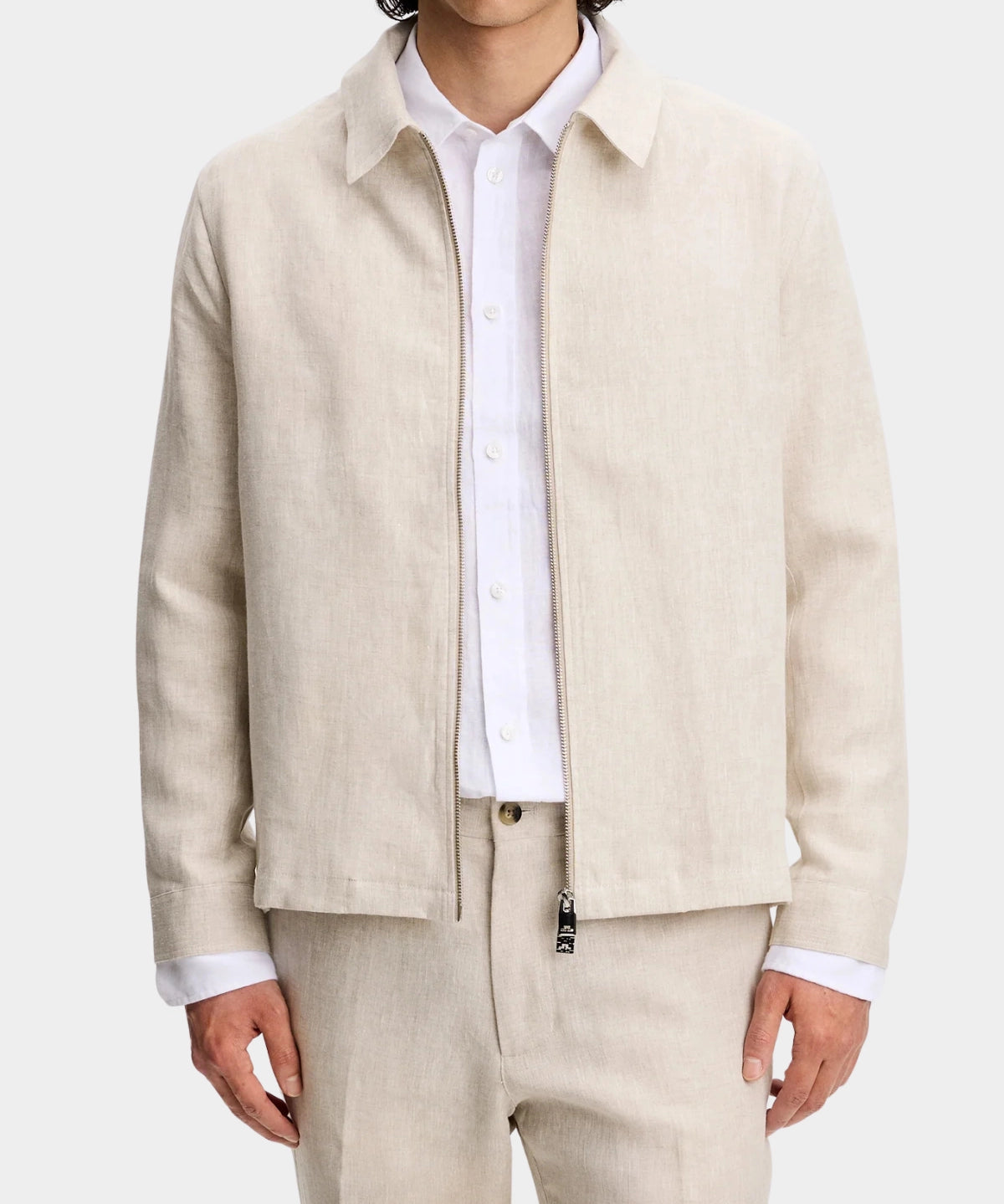 Julius Drape Linen Overshirt - Moonbeam - Hugo Sthlm