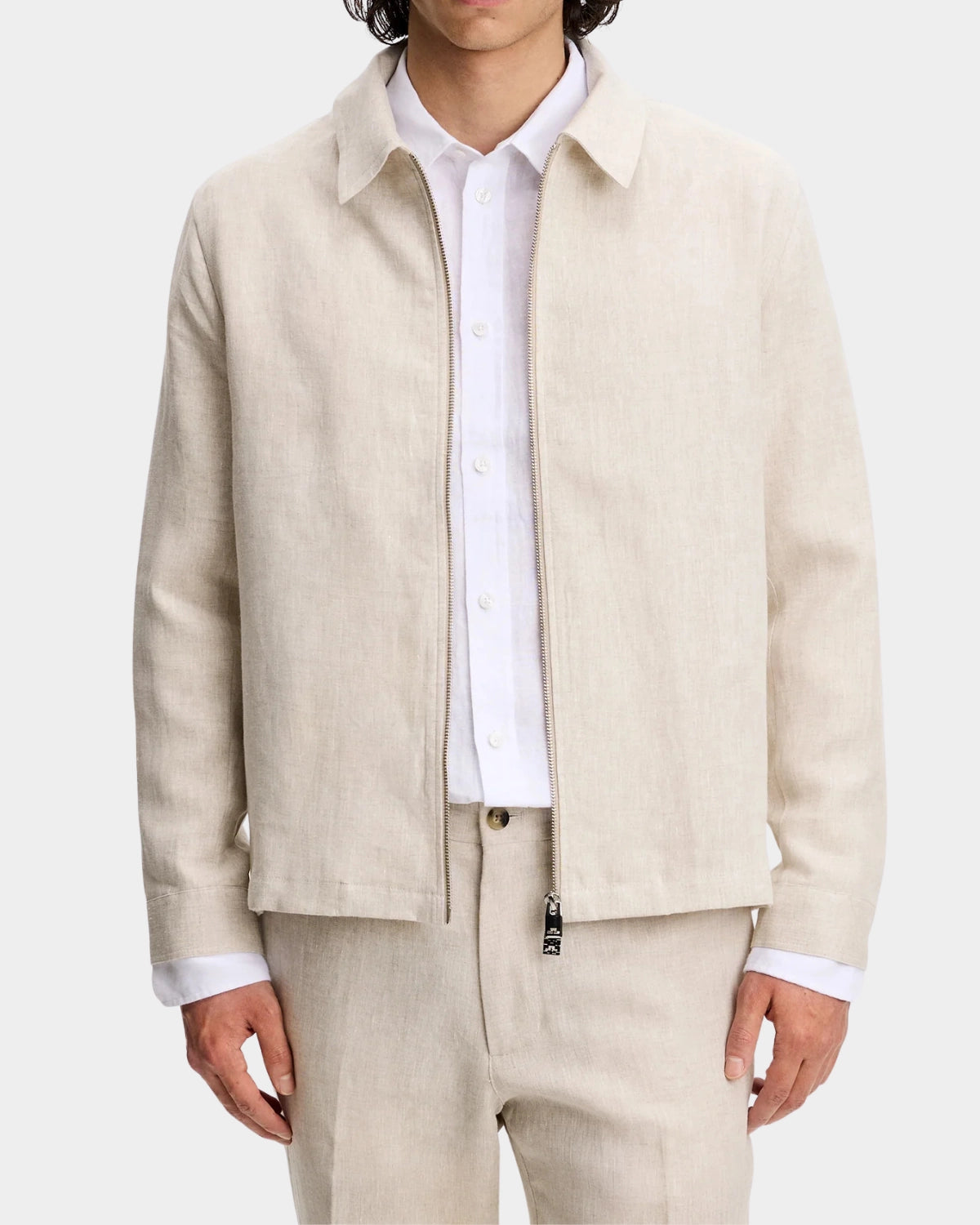 Julius Drape Linen Overshirt - Moonbeam - Hugo Sthlm