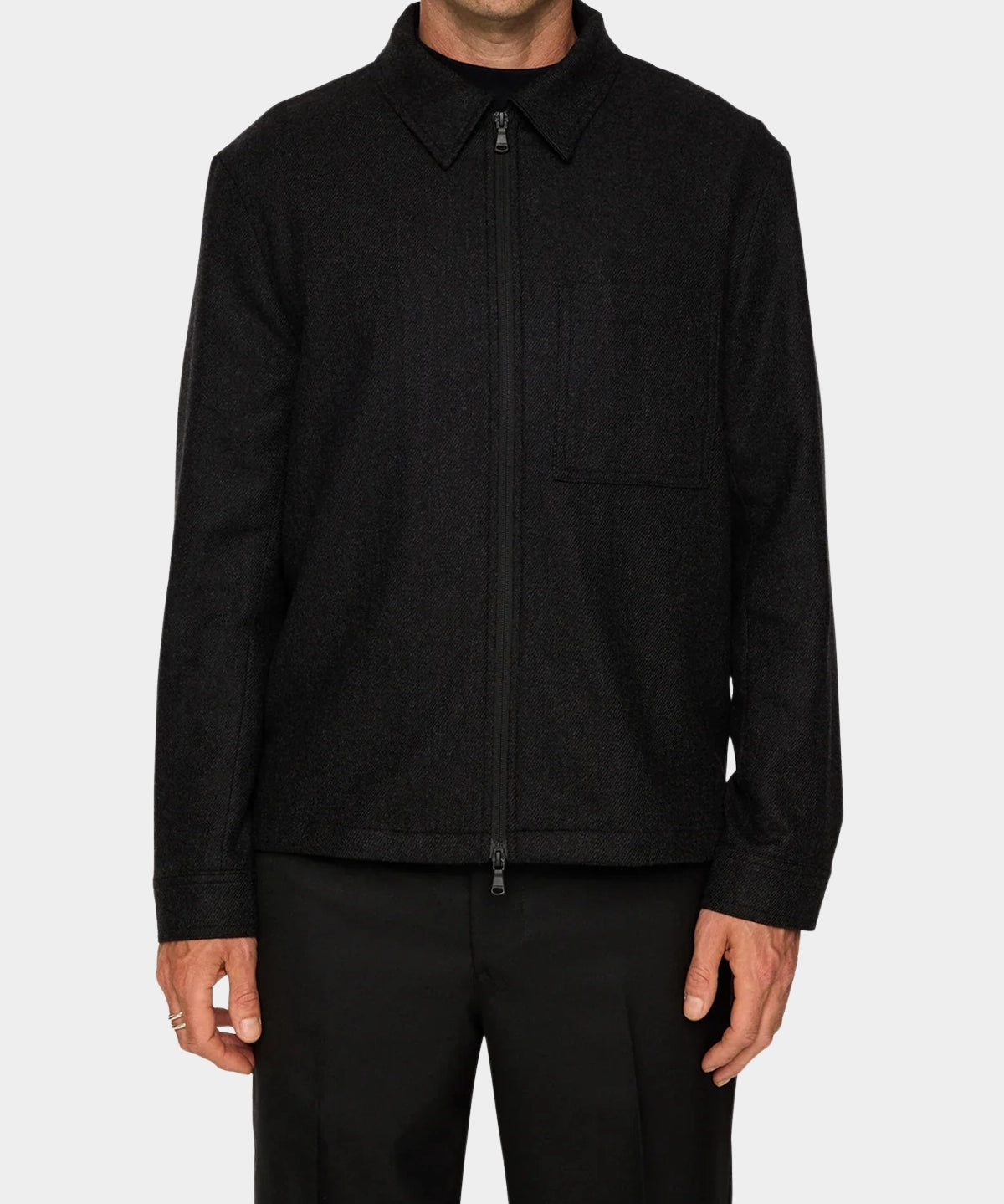 Julius Cash Flannel Overshirt - Darl Grey Melange - Hugo Sthlm