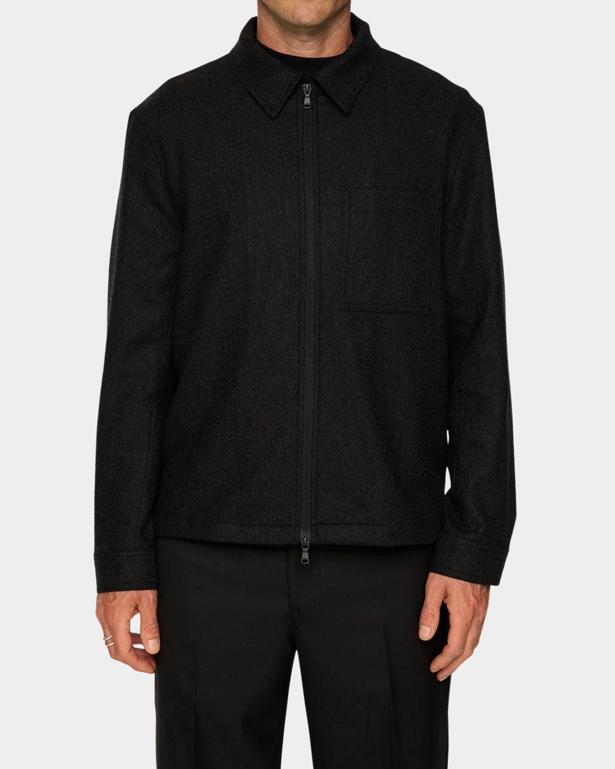 Julius Cash Flannel Overshirt - Darl Grey Melange - Hugo Sthlm