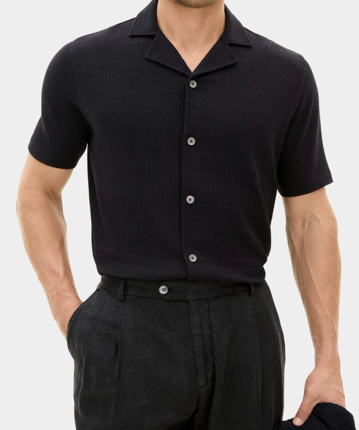 Kirk Knitted Shirt - Night Blue - Hugo Sthlm