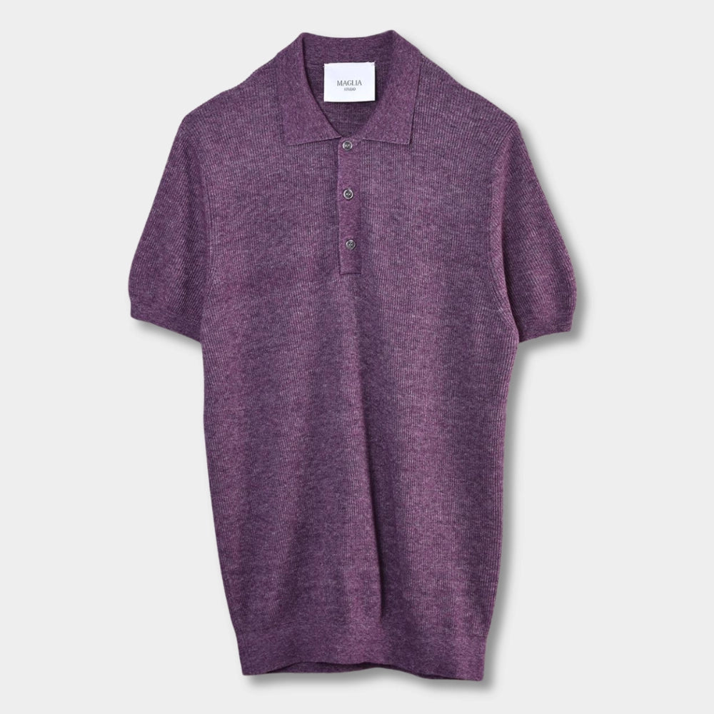 Knitted SS Polo - Purple - Hugo Sthlm