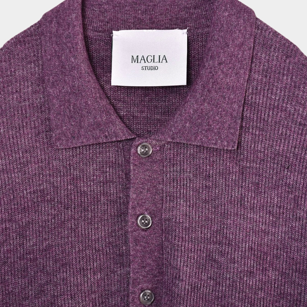 Knitted SS Polo - Purple - Hugo Sthlm