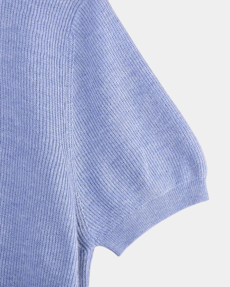 Knitted SS Polo - L Blue - Hugo Sthlm