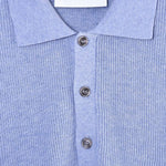 Knitted SS Polo - L Blue - Hugo Sthlm