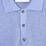 Knitted SS Polo - L Blue - Hugo Sthlm