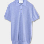 Knitted SS Polo - L Blue - Hugo Sthlm