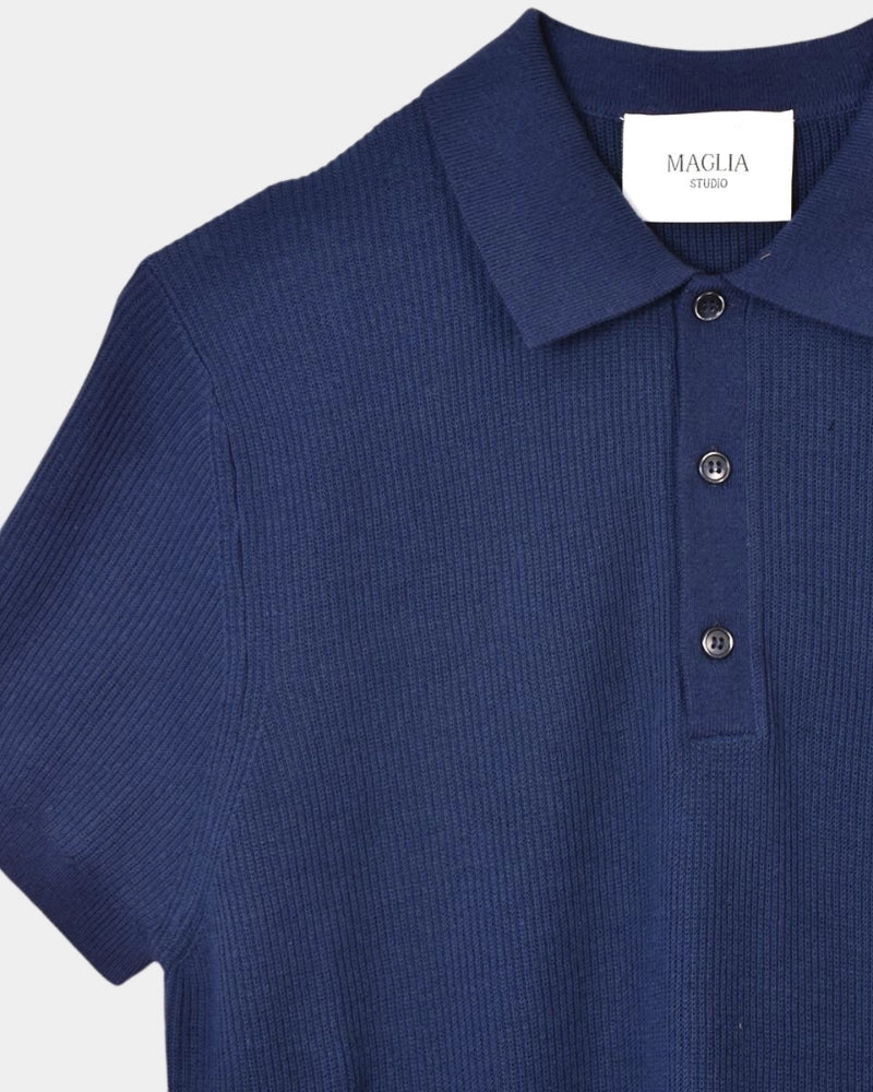 Knitted SS Polo - Navy - Hugo Sthlm