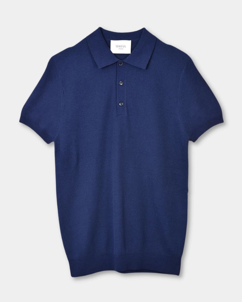 Knitted SS Polo - Navy - Hugo Sthlm