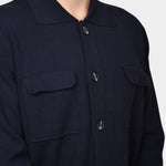 Knitted Overshirt Pocket Chest - Navy - Hugo Sthlm