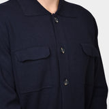 Knitted Overshirt Pocket Chest - Navy - Hugo Sthlm