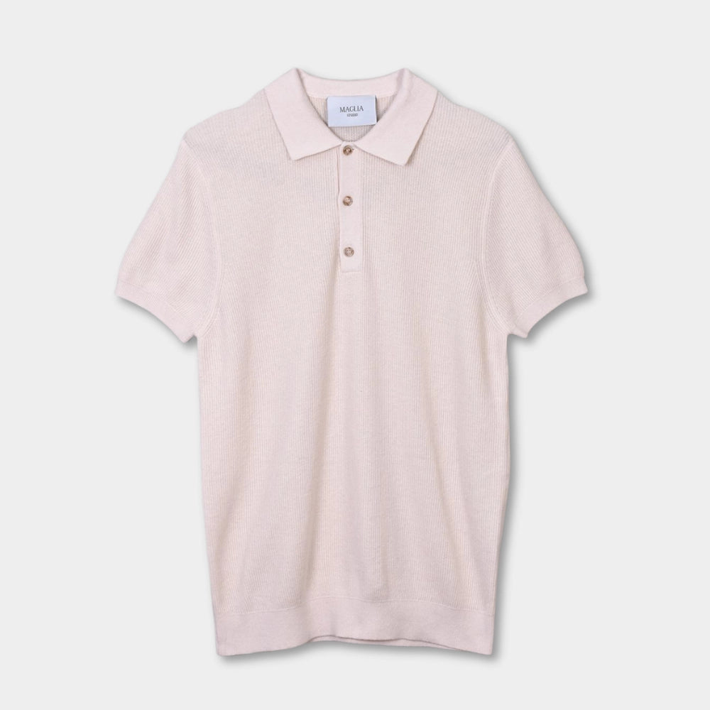 Knitted SS Polo - Naturale - Hugo Sthlm