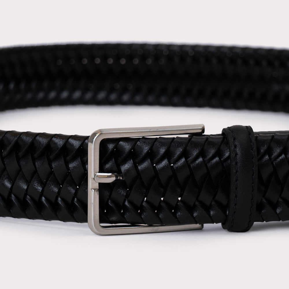 Laghi Braided leather Belt - Black - Hugo Sthlm