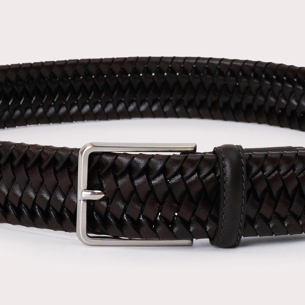 Laghi Braided leather Belt - Brown - Hugo Sthlm