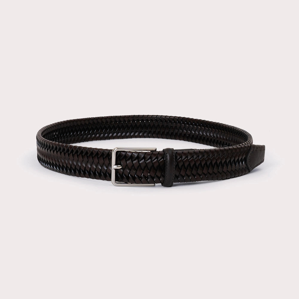 Laghi Braided leather Belt - Brown - Hugo Sthlm