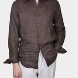 Linen Full Button Shirt - Moka