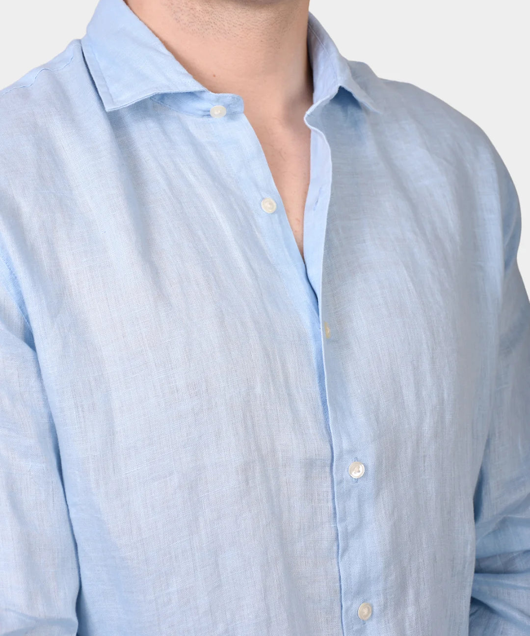 Linen Full Button Shirt - Sky Blue - Hugo Sthlm