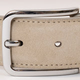Longarone Suede Leather Belt - Beige