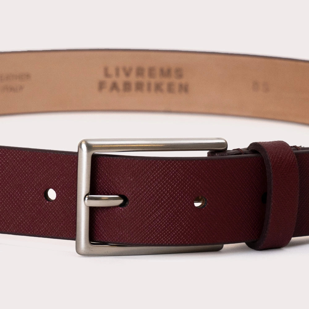 Longare Safiano Leather Belt - Wine - Hugo Sthlm