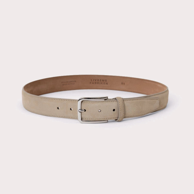 Longarone Suede Leather Belt - Beige - Hugo Sthlm