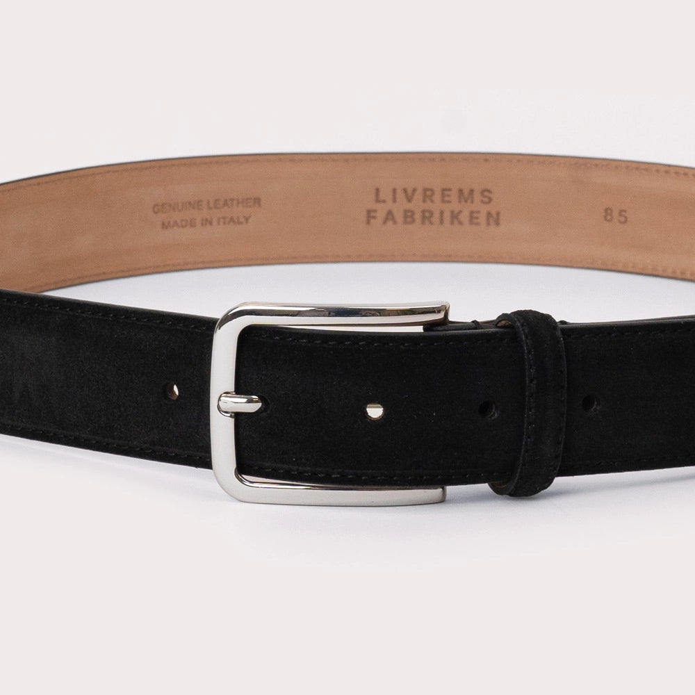 Longarone Suede Leather Belt - Black - Hugo Sthlm