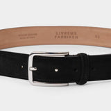 Longarone Suede Leather Belt - Black