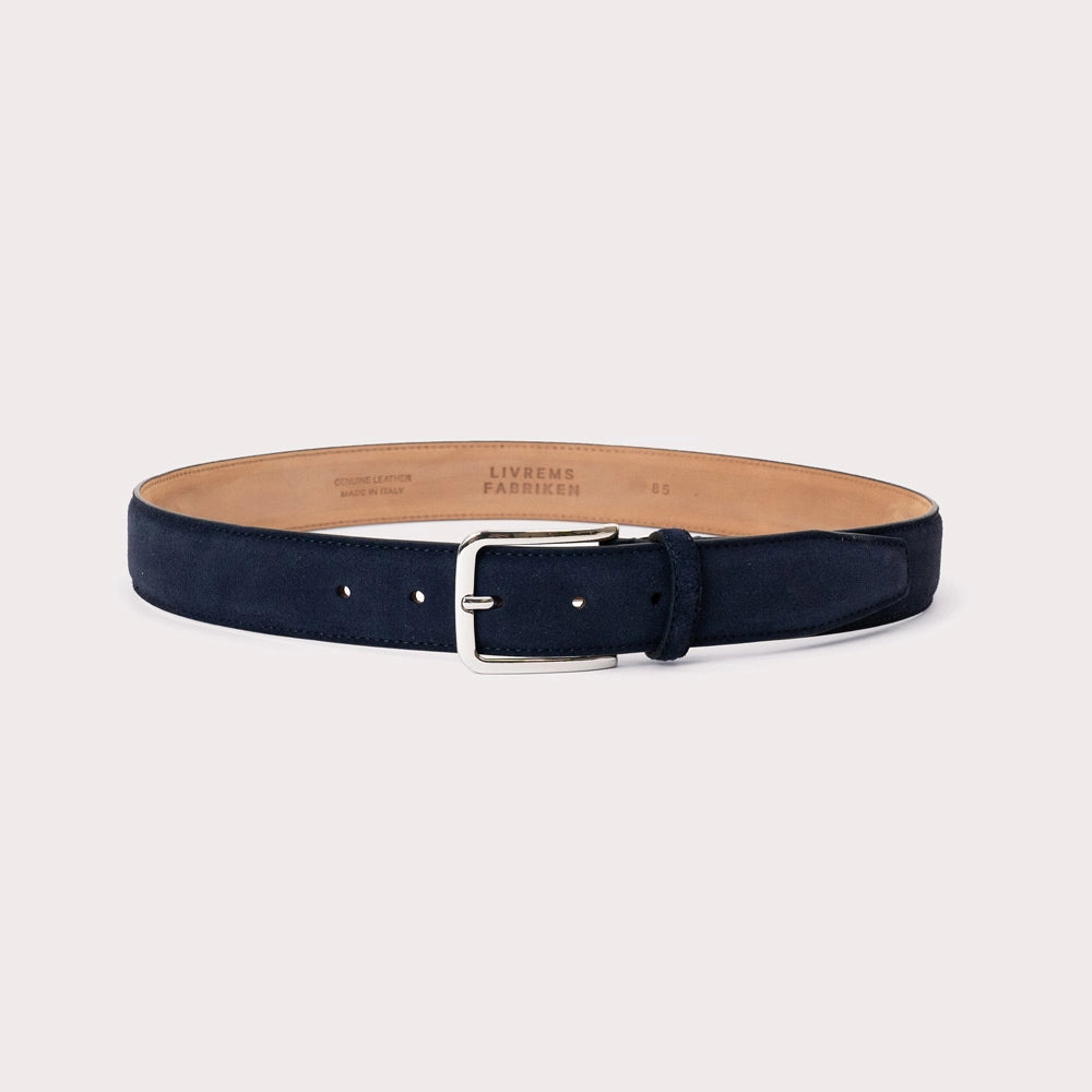 Longarone Suede Leather Belt - Blue - Hugo Sthlm