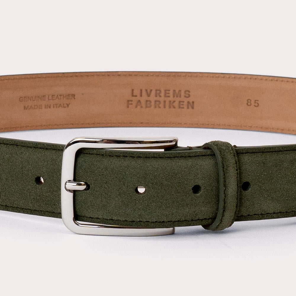 Longarone Suede Leather Belt - Green - Hugo Sthlm