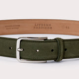 Longarone Suede Leather Belt - Green