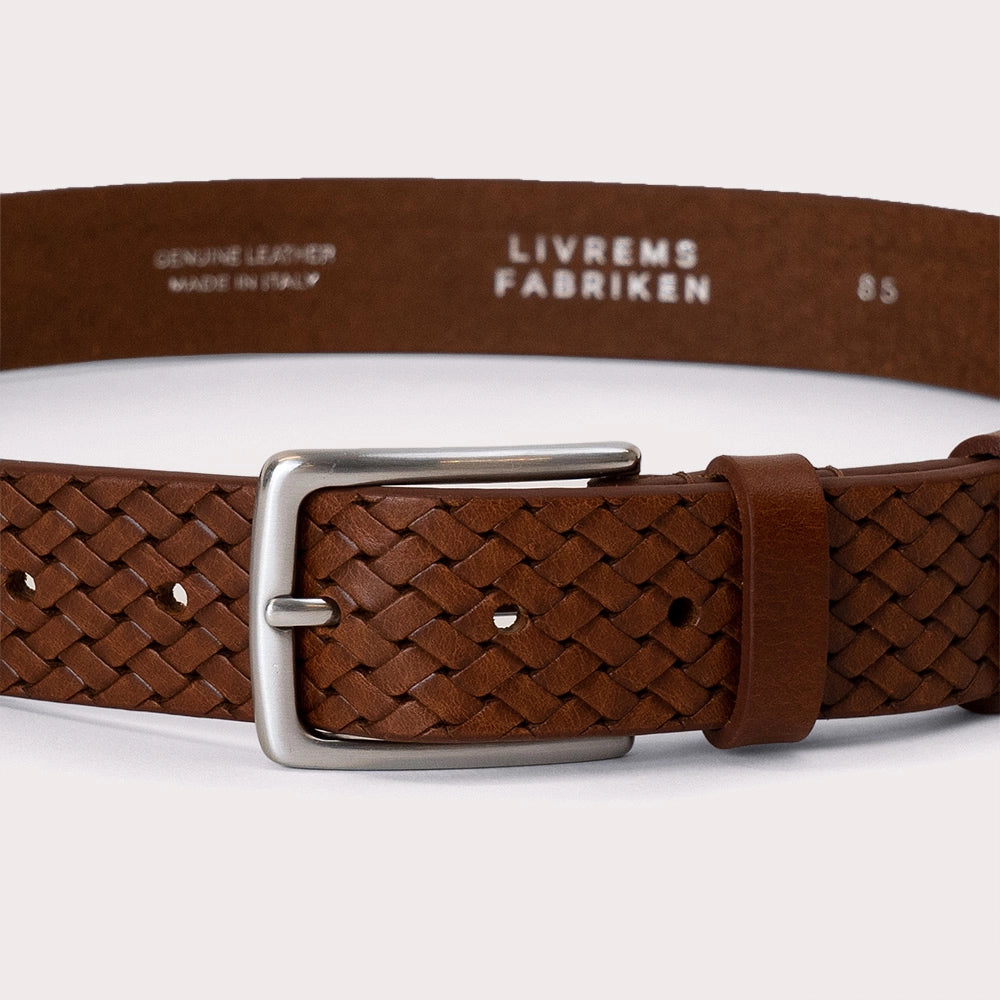 Lonigo Braided Solid Leather Belt - Brown - Hugo Sthlm
