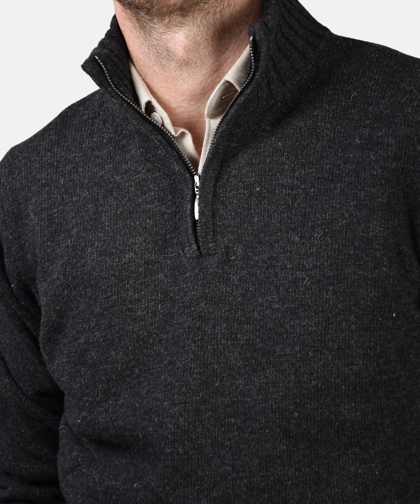 Half Zip 7 GG Lambswool - Antracite - Hugo Sthlm