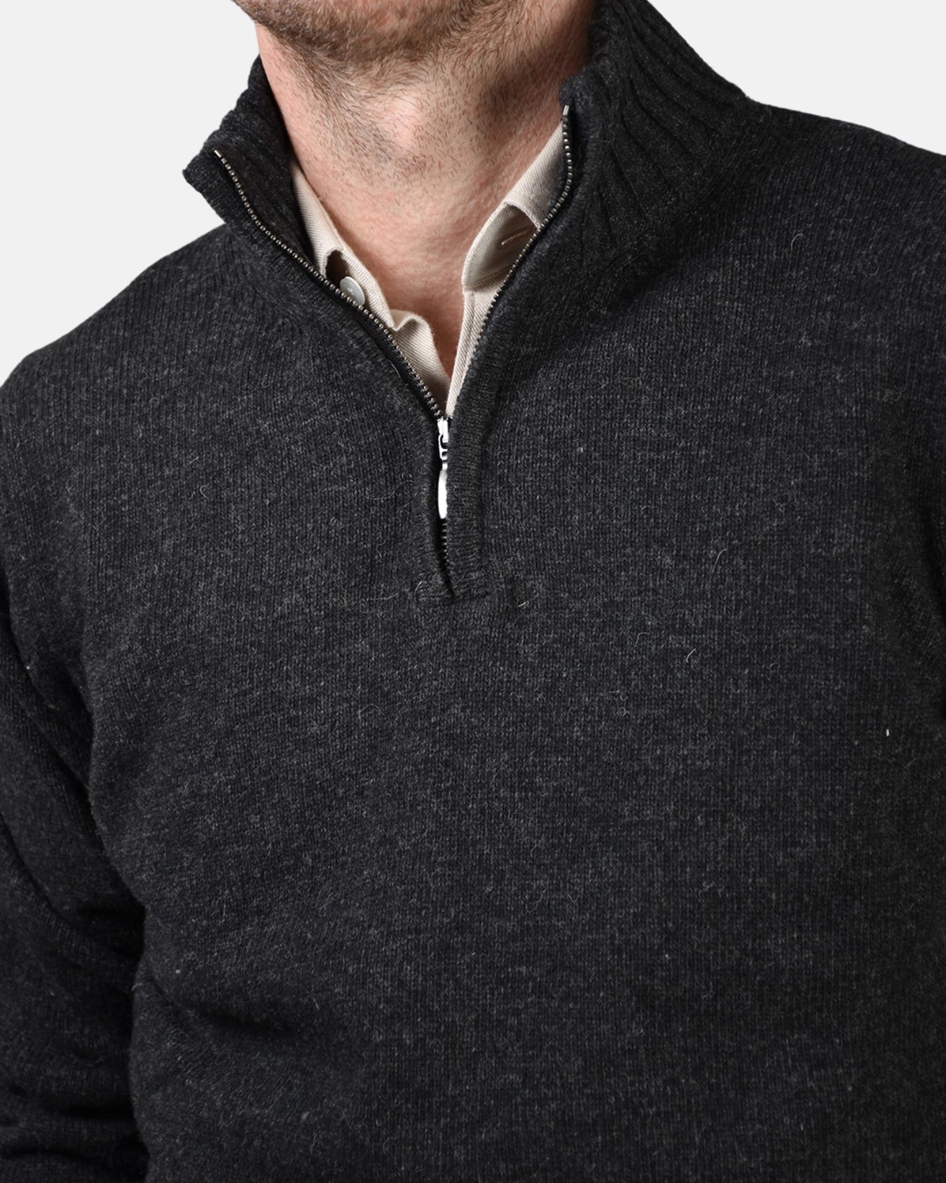 Half Zip 7 GG Lambswool - Antracite - Hugo Sthlm