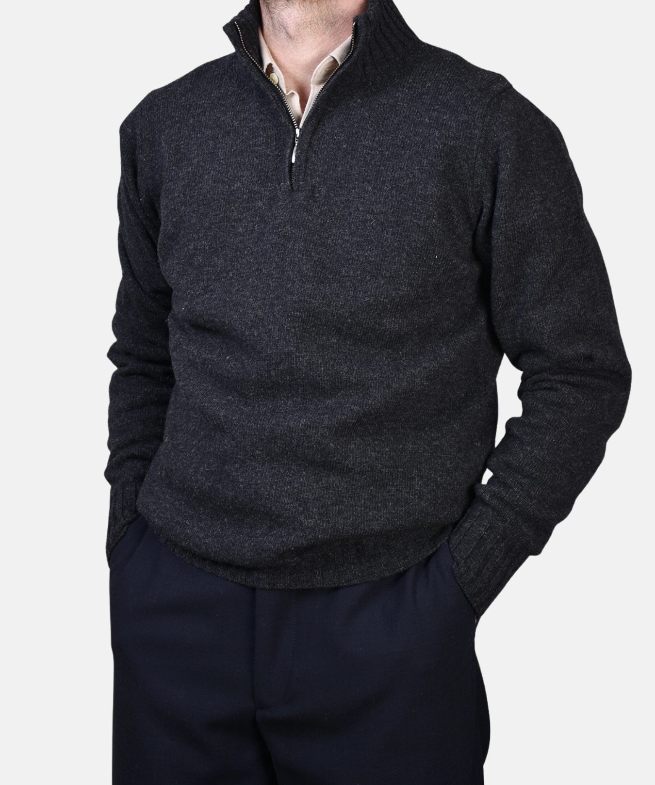 Half Zip 7 GG Lambswool - Antracite - Hugo Sthlm