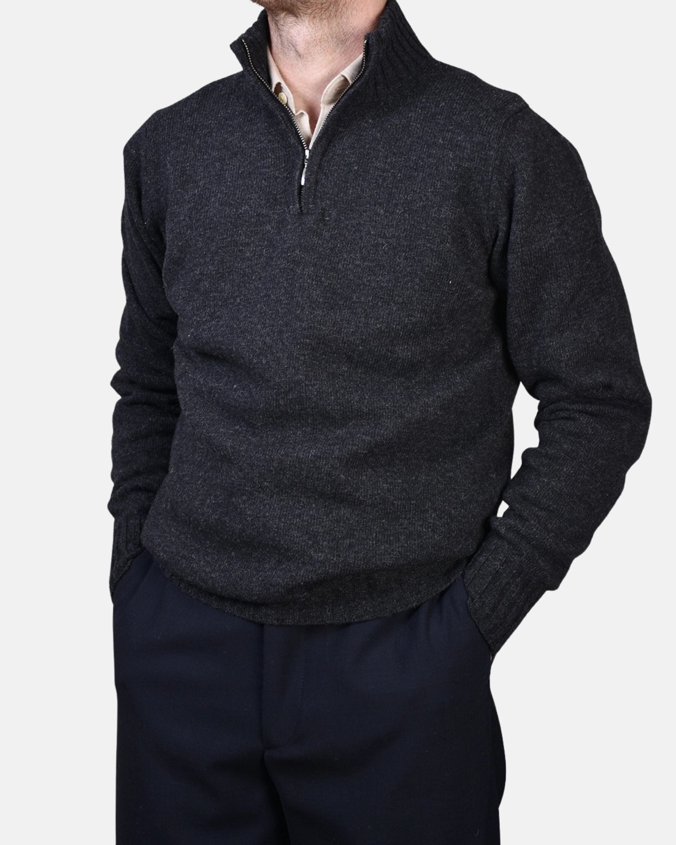 Half Zip 7 GG Lambswool - Antracite - Hugo Sthlm