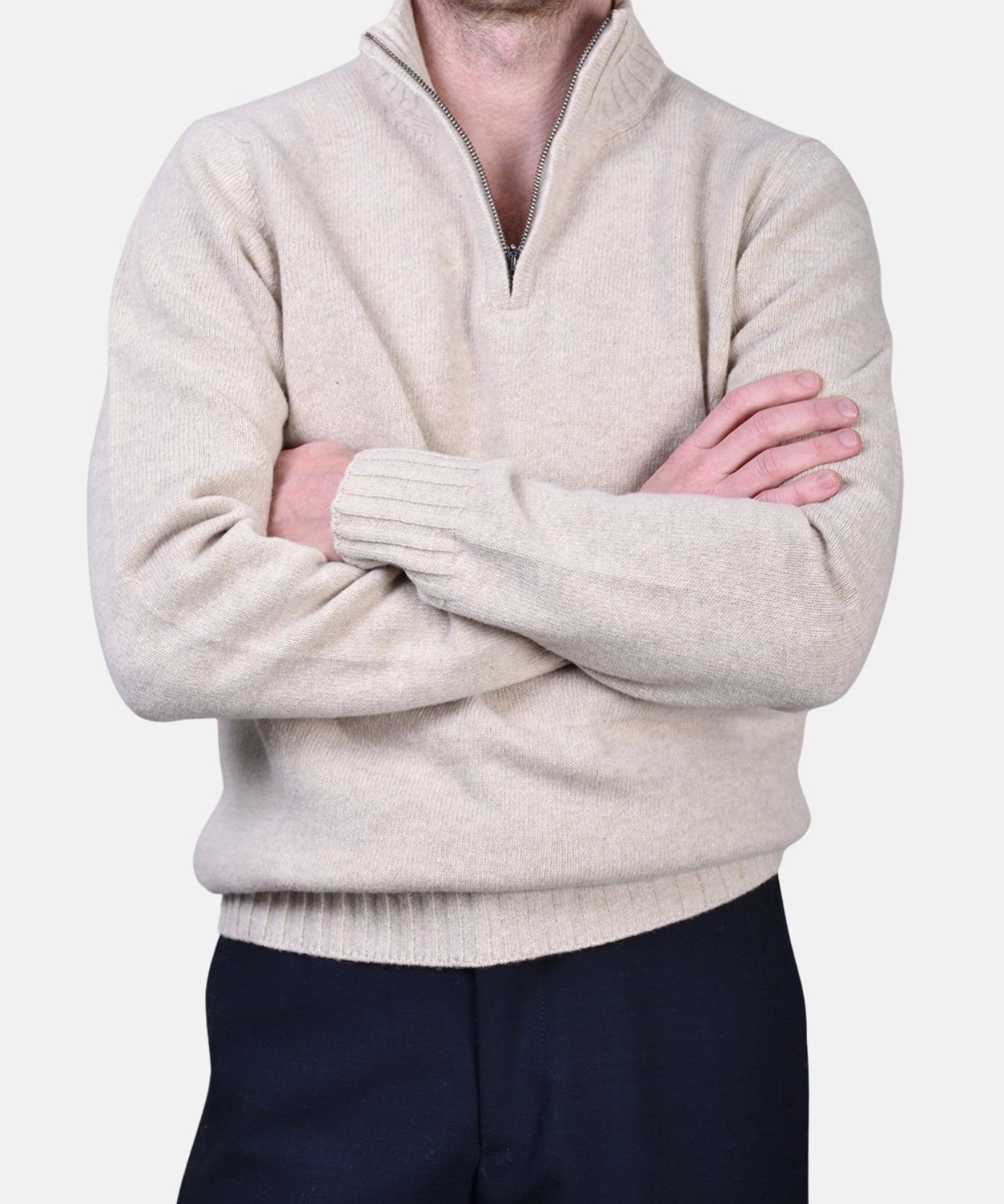 Half Zip 7 GG Lambswool - Beige - Hugo Sthlm